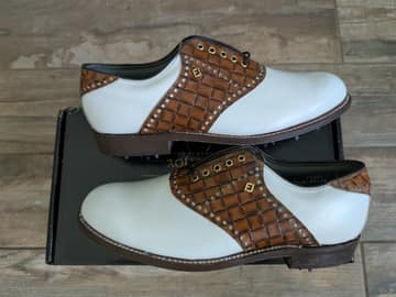 FootJoy style 50136: White/Brown basket weave saddle