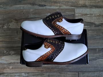FootJoy style 51115: Smooth White/2 Tone Brown accents